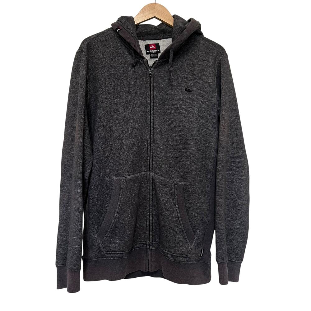 Quiksilver Gray Full Zip Hoodie Sz L